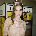 Big Effing Clip in Purple Shroom model with Big Effing Clip in Purple Shroom clipped to dress