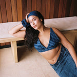 Denim Darling Headband model wearing Denim Darling Headband