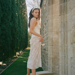 Halo Headband in Ivory model wearing Halo Headband in Ivory in hair