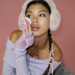 Luna Clip in Pink Flurry Model with Sweetheart Clip in Pink Flurry