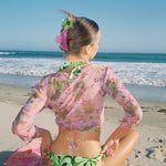 Big Effing Clip in Blossom model with Big Effing Clip in Blossom + Midi Super Bloom Clip in Honeydew in hair