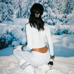 Mini Mariposa Clip in Earl Grey model wearing Mini Mariposa Clip in Earl Grey