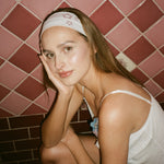 Star Headband in Pink closeup of model wearing Star Headband in Pink