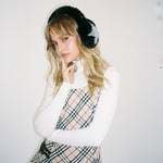 Sugar Muffs in Black Diamond model standing while wearing Sugar Muffs in Black Diamond