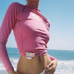 Summer Solstice Clip model with Summer Solstice Clip clipped to wetsuit