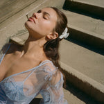 Sweetheart Clip in Something Blue model wearing Sweetheart Clip in Something Blue