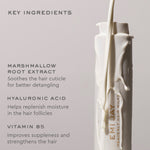 key ingredients
marshmallow root extract
soothes the hair cuticle for better detangling
hyaluronic acid 
helps replenish moisture in the hair follicles
vitamin b5
improves suppleness and strengthens the hair