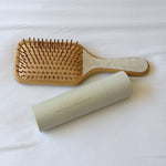 Bamboo Paddle Brush in Snow Sugar with Heavenly Hair Milk