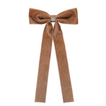 Iconic Velvet Bow Barrette Hair Clip in Mocha Mousse
