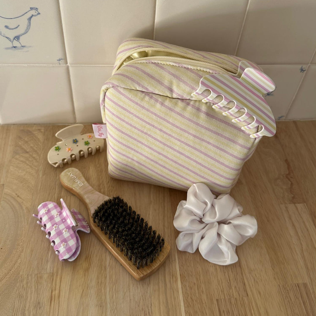 Linen Pouch in En Route with emi jay hair accessories