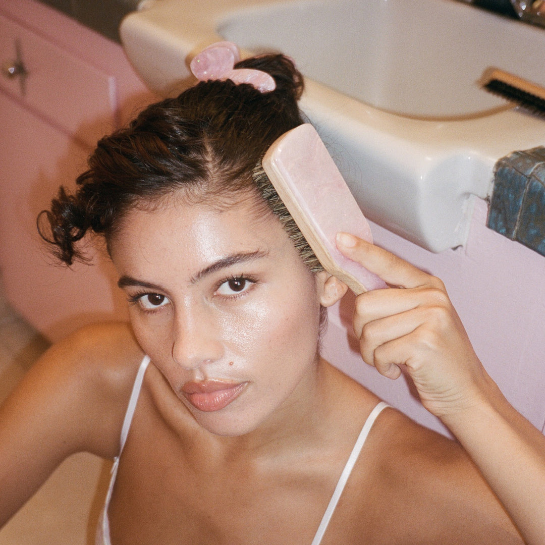 Mini Boar Bristle Brush in Pink Sugar