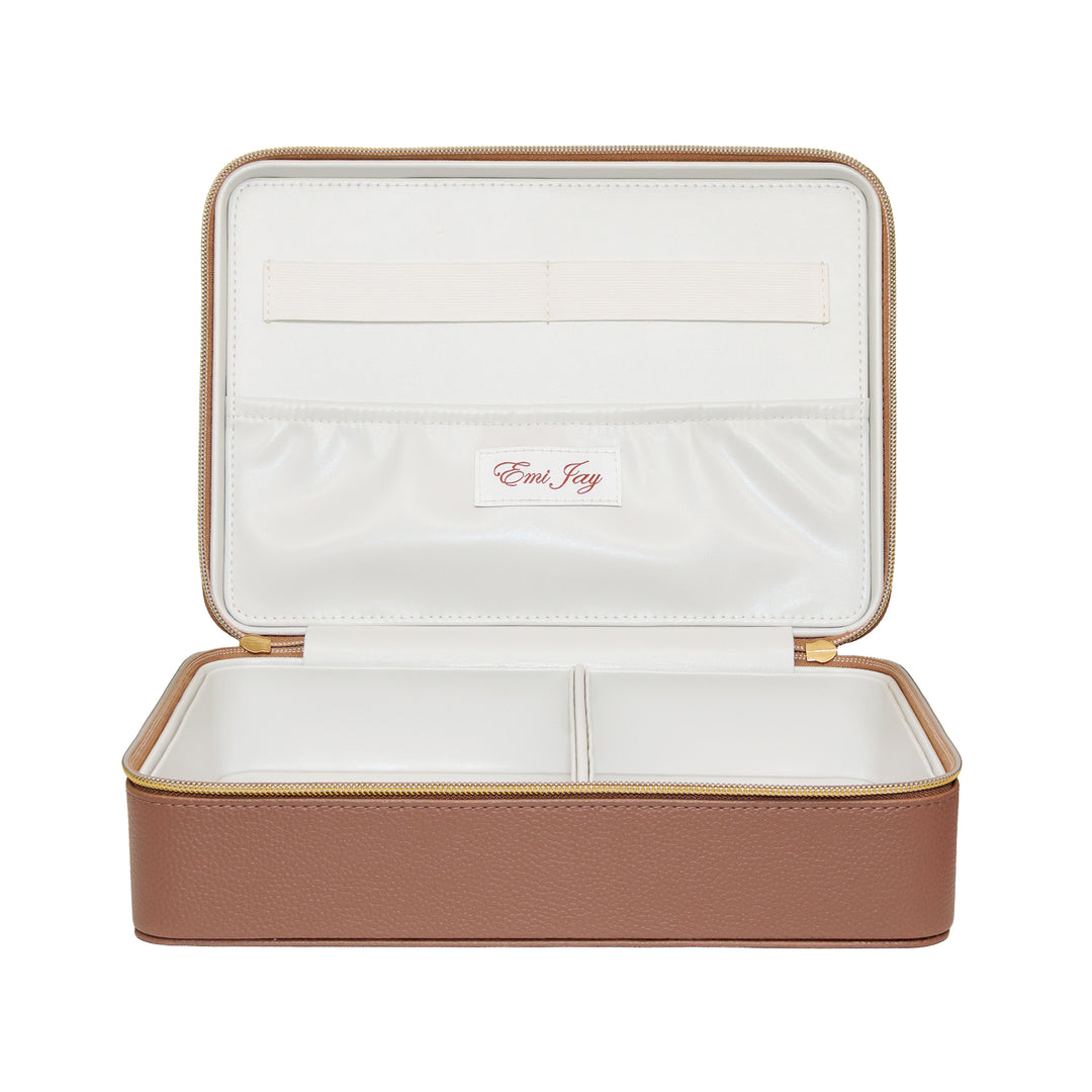 On The Way Vanity Case in Toasted Sugar open