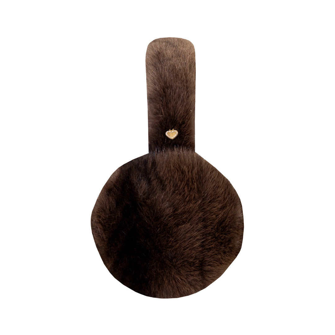 Side view Sugar Muffs faux fur earmuffs in Espresso Martini