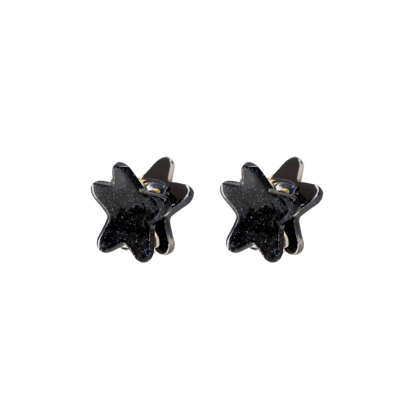 Baby Star Clip Set in Black Tinsel angled view