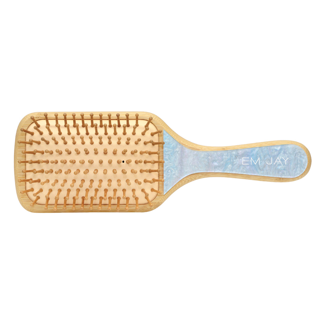 Bamboo Paddle Brush in Blue Sugar Bristles View