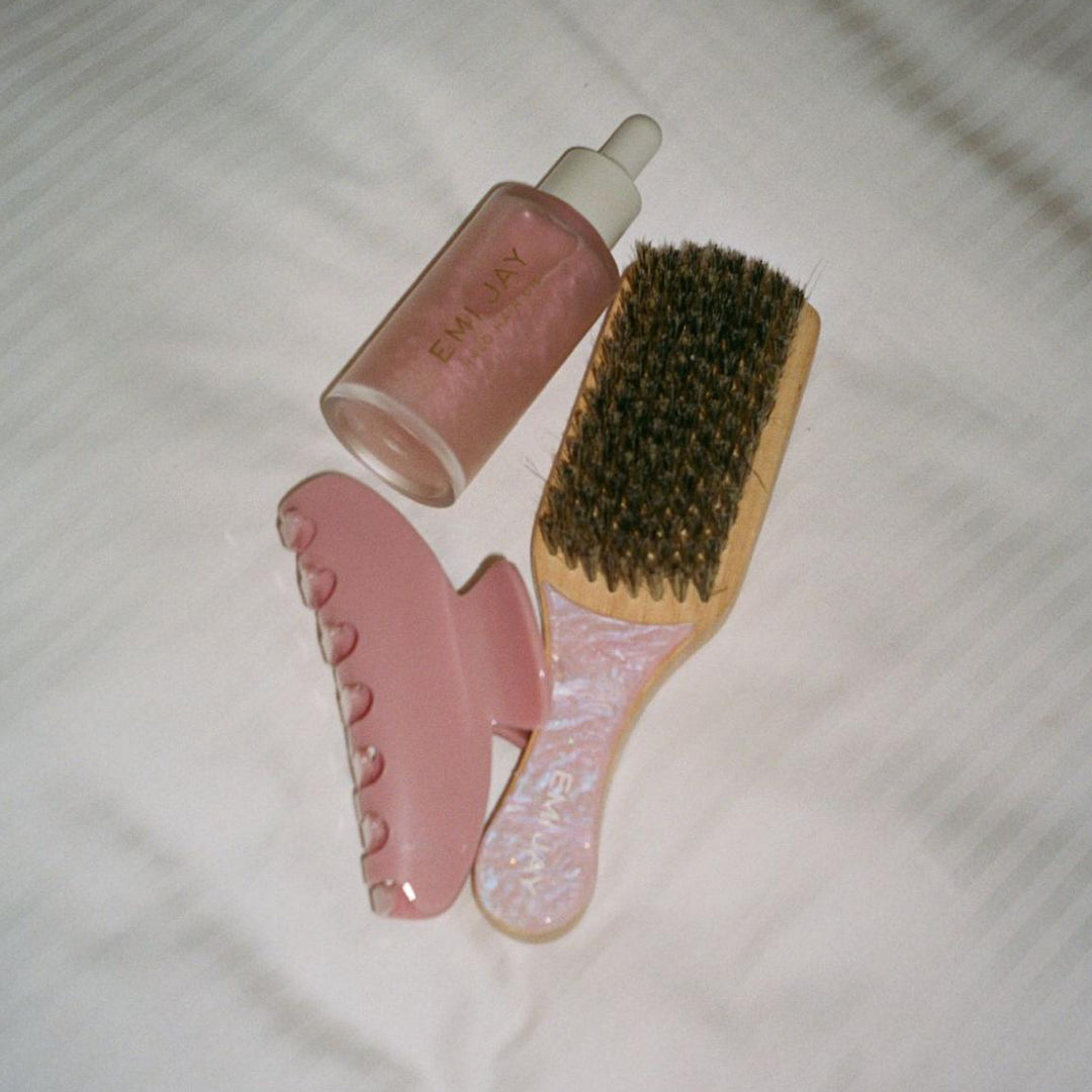 Big Effing Clip in Baby Mauve with Halo Hair Oil and Mini Boar Brush 