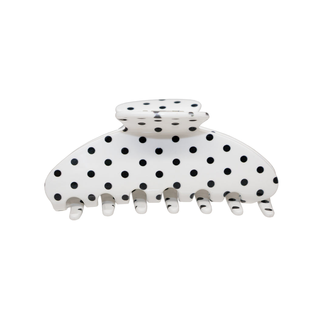 Big Effing Clip Hair Claw in Blanc Polka Dot