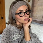Olivia Jade wearing Infinity Headband with Big Effing Clip attached to sweater