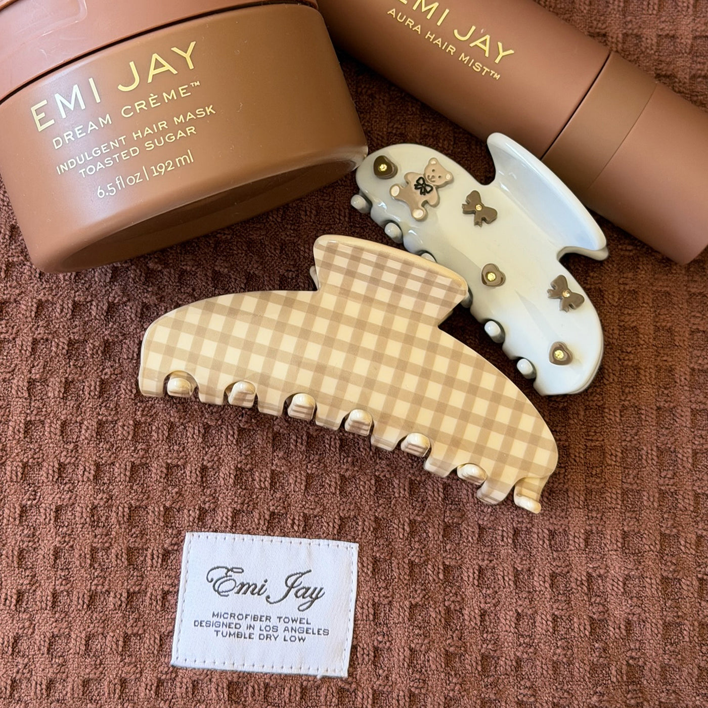 Big Effing Clip® Hair Claw in Gingerbread Gingham ‐ Emi Jay