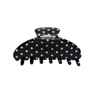 Big Effing Clip Hair Claw in Noir Polka Dot
