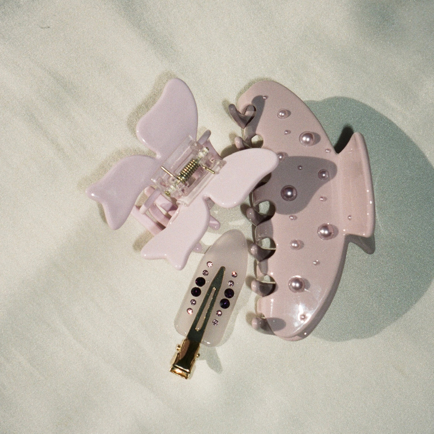 Big Effing Clip in Pink Pearl with Bow Clip + Popstar Clip