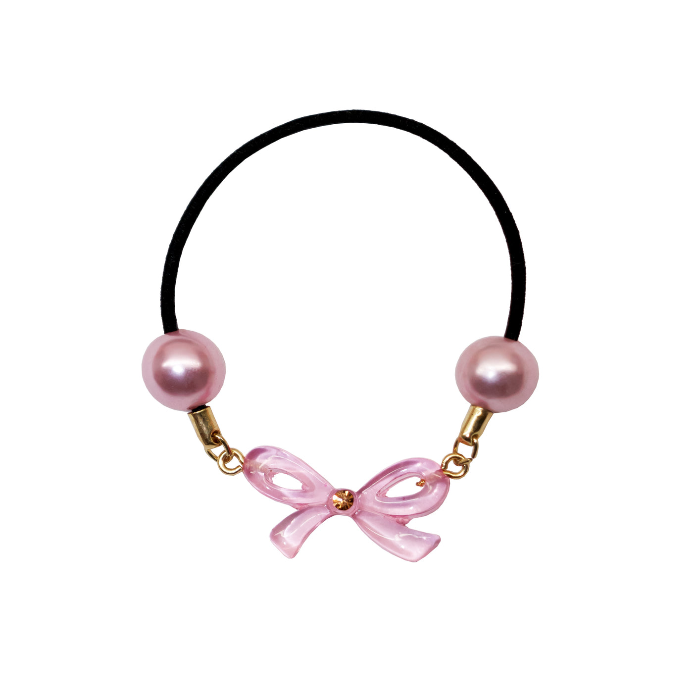 Bow Bobble Hair Tie in Pink Glaze