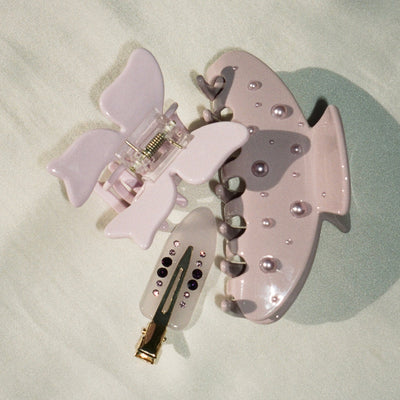 Bow Clip in Puff Pink with big effing clip and popstar clip
