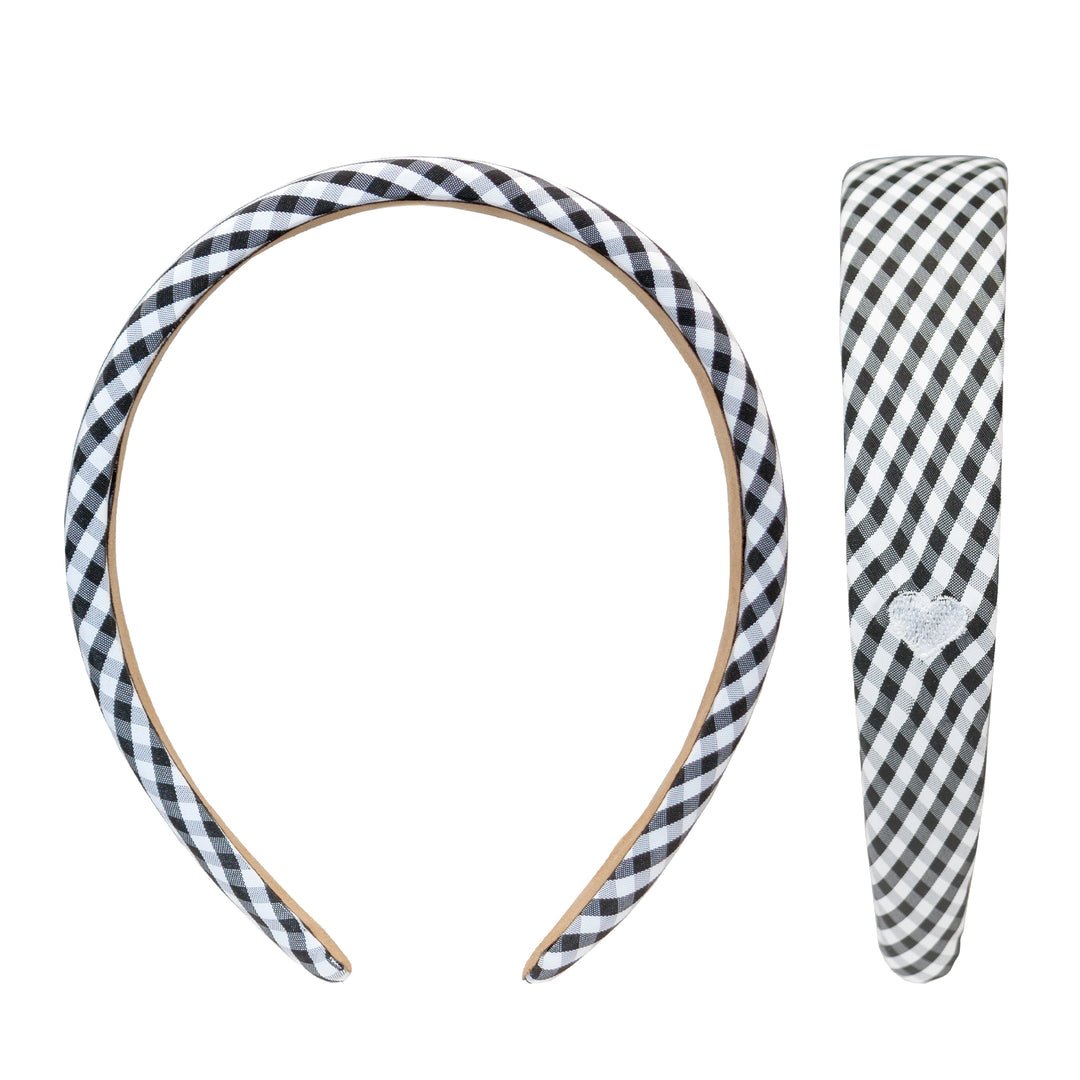 Halo Headband in Navy Gingham front and side views