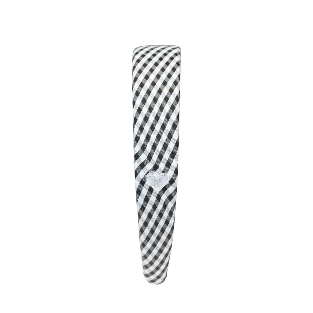 Halo Headband in Navy Gingham side view