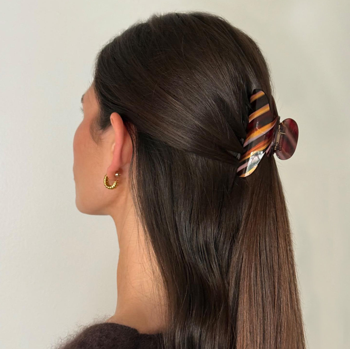 model wearing Lil Effing Clip in Nightcap in hair