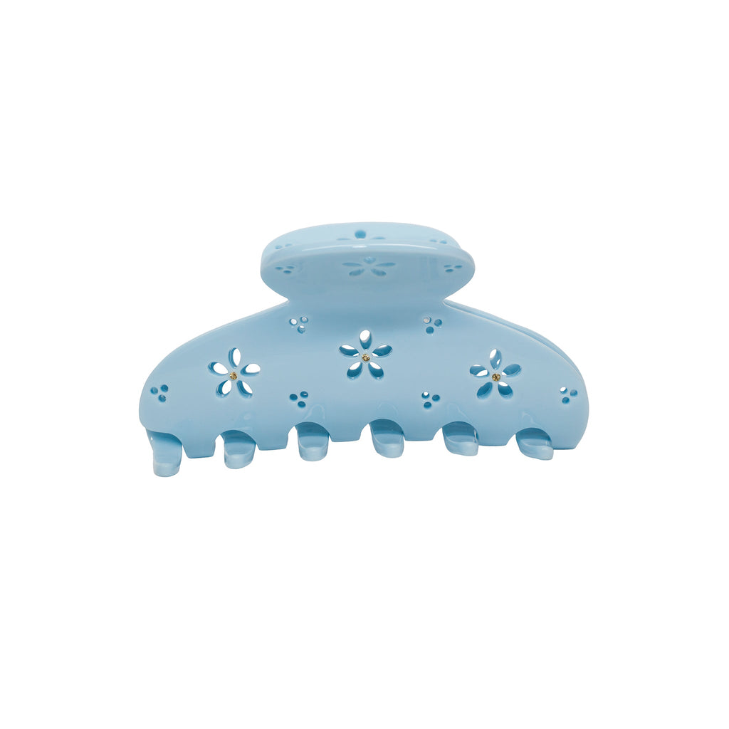 Lil Effing Hair Claw Clip in Blue Petal Eyelet ‐ Emi Jay