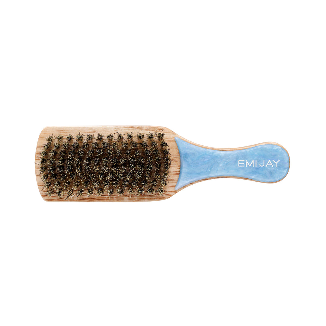 Mini Boar Bristle Brush in Blue Sugar bristles