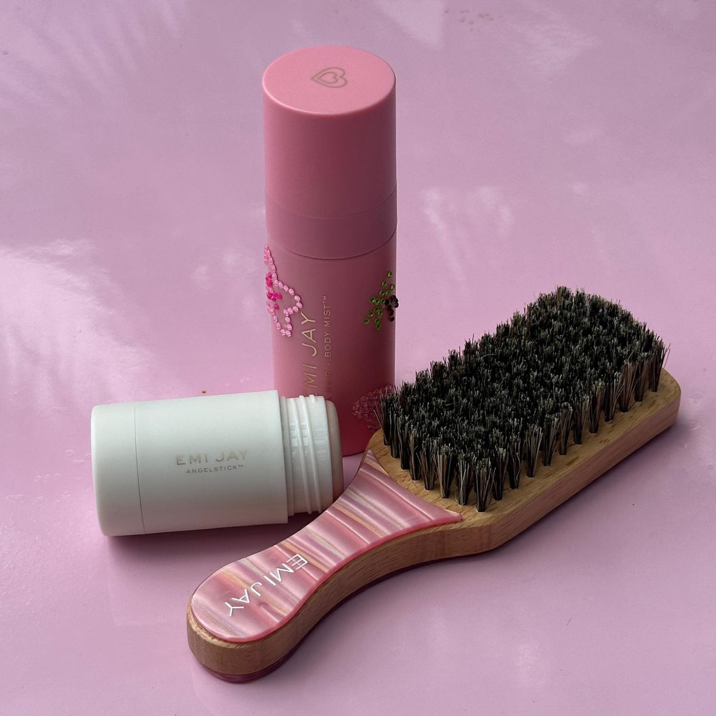 Mini Boar Bristle Bamboo Hair Brush in Lychee Baby ‐ Emi Jay