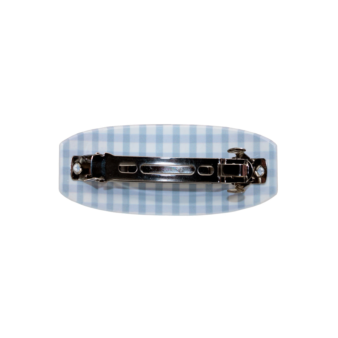 Ponytail Barrette in Blue Cherry Picnic clip view