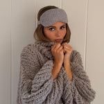 olivia jade wearing Sweet Dreams Eye Mask in Heather Cloud Knit