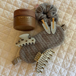 Sweet Dreams Eye Mask in Heather Cloud Knit with assorted hair care and accessories