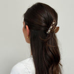 model wearing Sweetheart Clip in Cuddle Me Gingham in hair