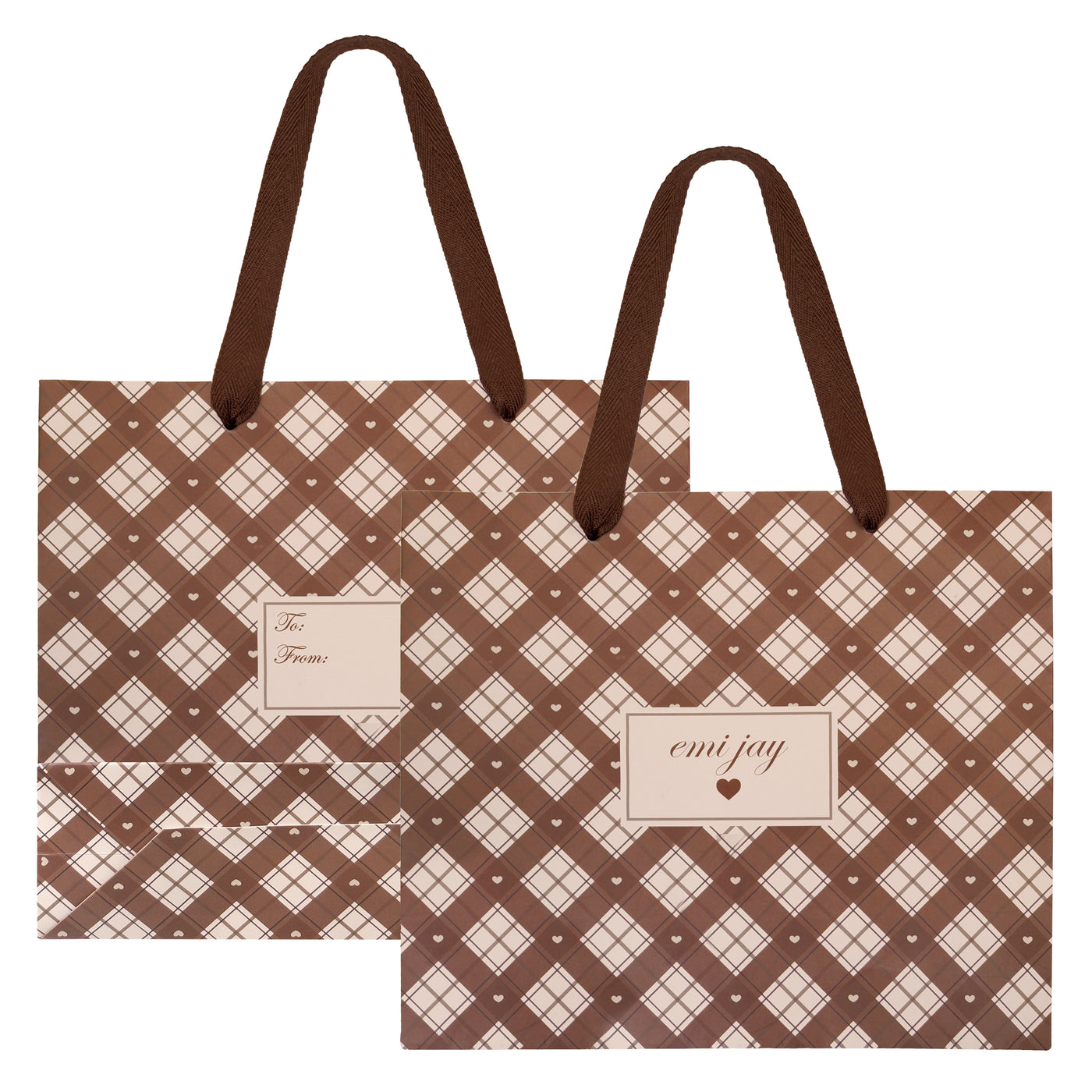 Toasted Sugar Gift Bag front with Emi Jay logo and back "To:, From:" for gift message.