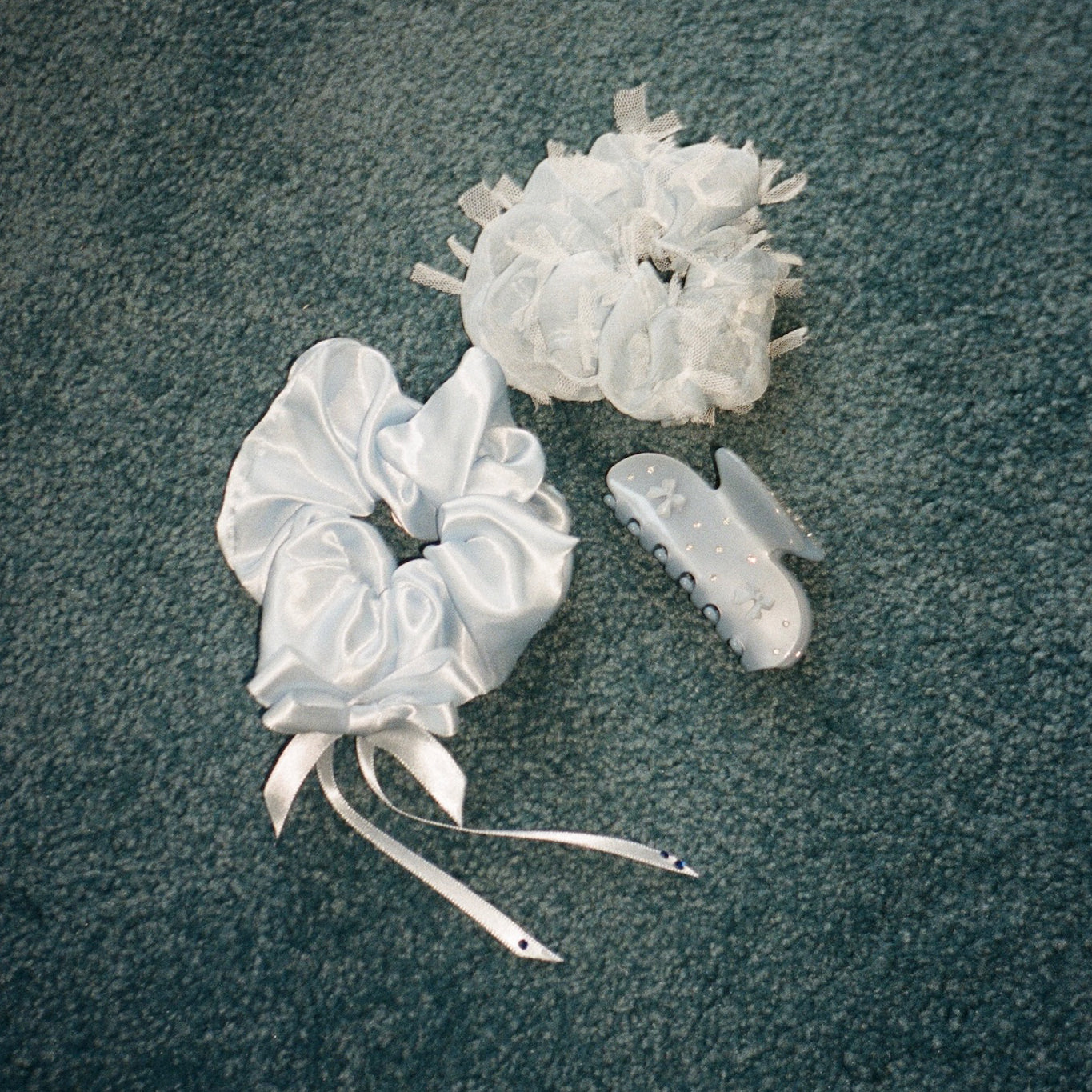 Tutu Scrunchie in Baby Blue with other hair accessories