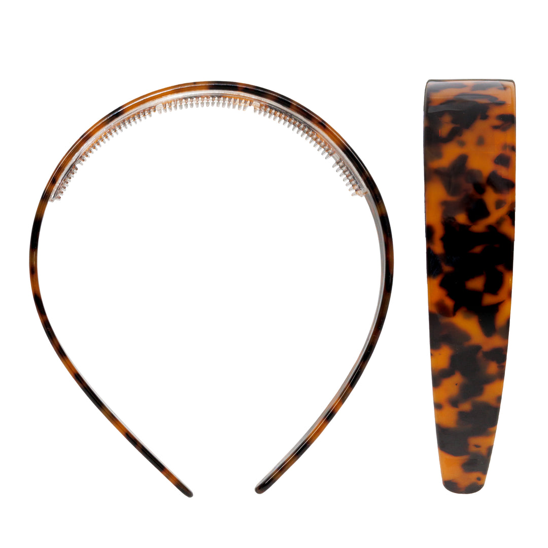 Wide Starlet Headband in Tortoise front and side view