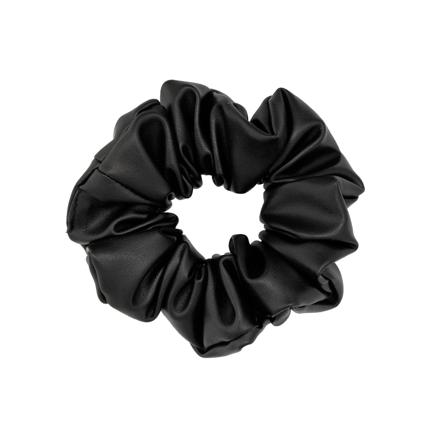 Vegan Leather Scrunchie in Sable