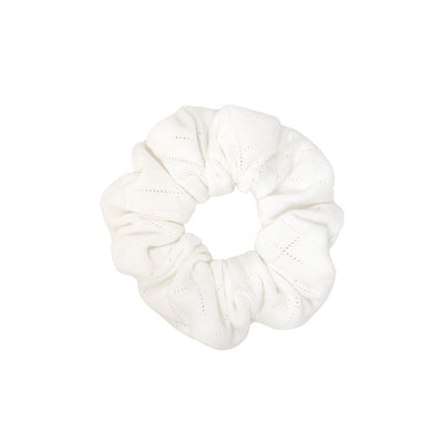 Cotton Scrunchie in Pointelle Powder