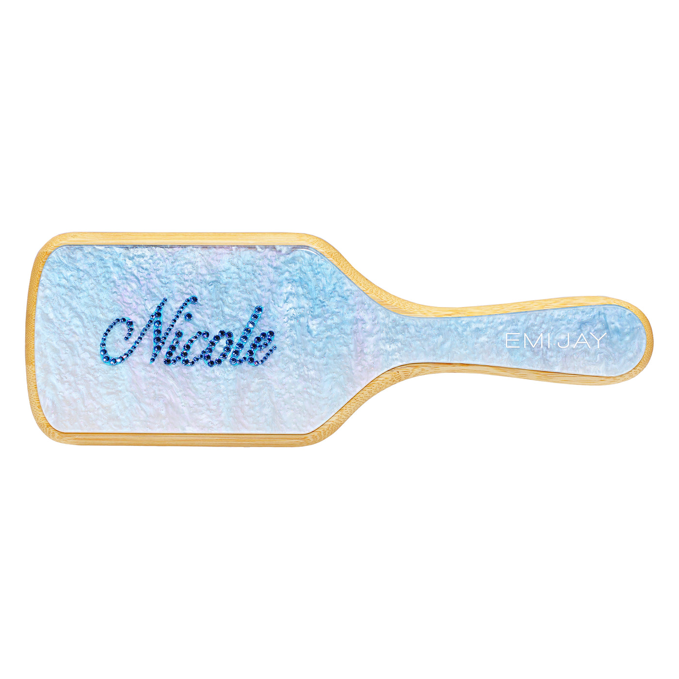 Custom Paddle Brush in Blue Sugar with Baby Blue Stones