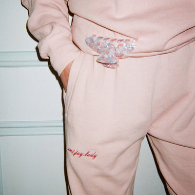 Big Effing Clip in Cotton Candy clipped to Limited Edition Sweat Set