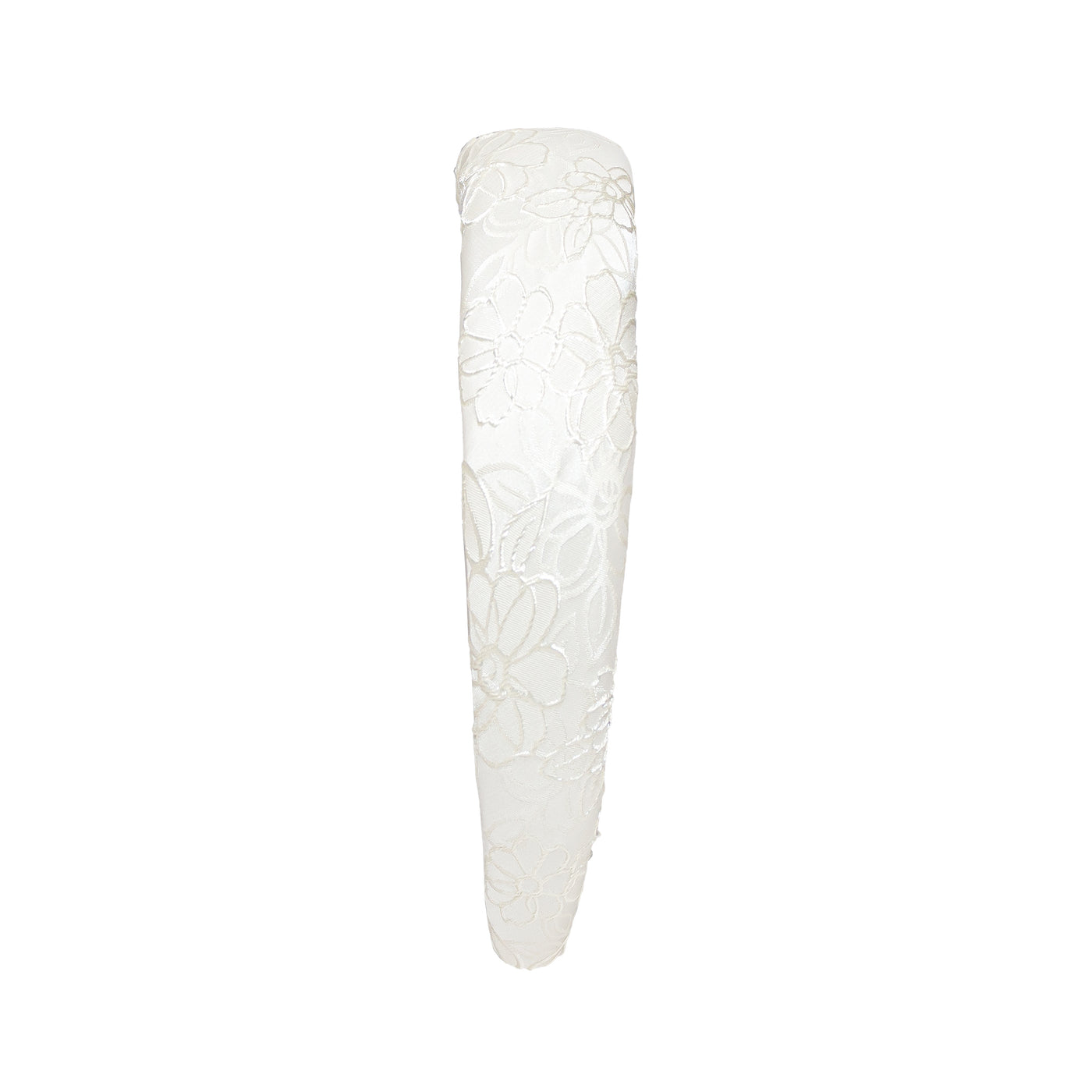 side view Halo Headband in White Embroidery