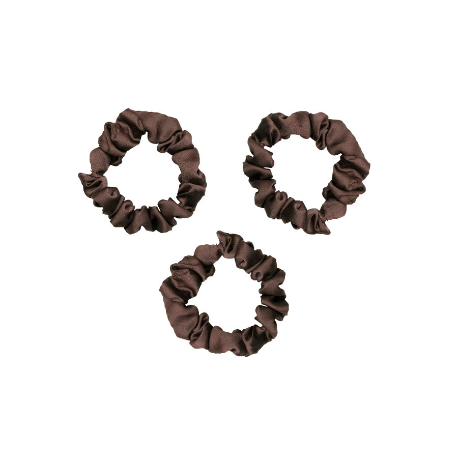 Cocoa Brown Satin Scrunchies 3-Pack