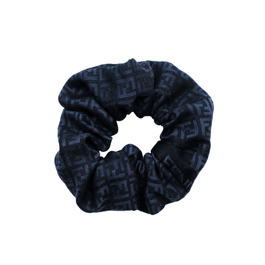 Vintage Fendi Scrunchie in Black and Blue Fendi Zucca